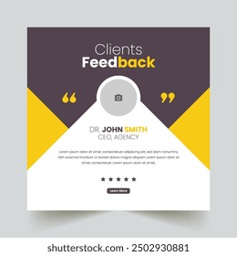 Customer feedback testimonial social media post web banner template
