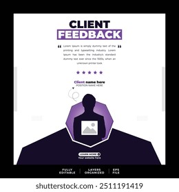 Customer feedback testimonial social media post or client experience instagram post web banner template