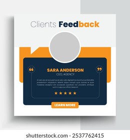 Customer feedback testimonial social media post web banner template