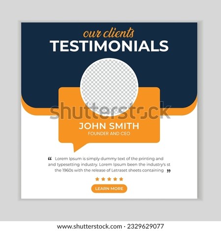 Customer feedback testimonial social media post web banner template.
client testimonials social media post banner design template.