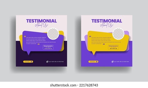 Customer feedback testimonial story template, Client review social media story website banner and vertical banner or flyer template with star rating review