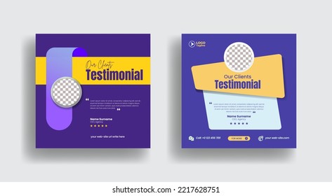 Customer feedback testimonial story template, Client review social media story website banner and vertical banner or flyer template with star rating review