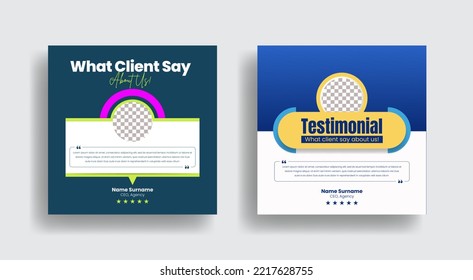 Customer feedback testimonial story template, Client review social media story website banner and vertical banner or flyer template with star rating review