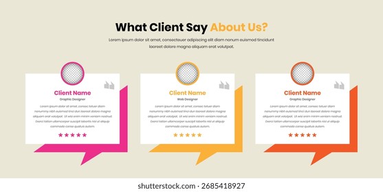 Diseño de Plantilla testimonial de Comentarios Cliente para Sitio web con marcador de posición de Imagen y clasificación por estrellas
