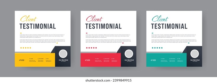 customer feedback testimonial web banner template. client testimonial or testimonial quote banner design