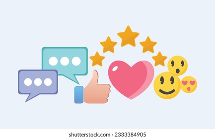 Customer feedback, user experience or client satisfaction, opinion for product and services, review rating or evaluation concept.on white background.Vector Design Illustration.