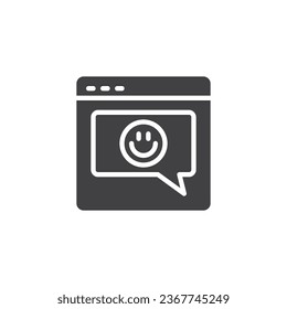 Customer feedback vector icon. filled flat sign for mobile concept and web design. Website comment with smile glyph icon. Symbol, logo illustration. Vector graphics