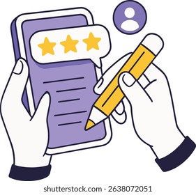 Customer Feedback Vector: Mobile Phone Review with Stars.