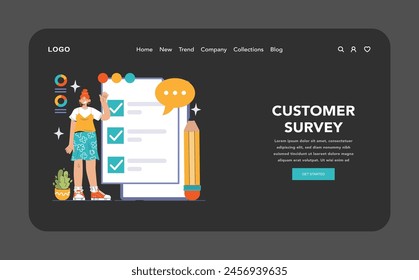 Customer feedback web banner or landing page dark or night mode. Consumer reviews. Sharing assessment of a purchased goods in social media blog, leaving a comment. Flat vector illustration