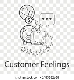 Customer felling icon on transparency background. Line vector illustration.