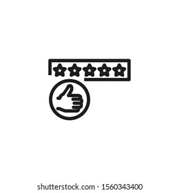 Customer five rating thin line icon. Thumb up, like, best product isolated outline sign. Customer satisfaction concept. Vector illustration symbol element for web design and apps
