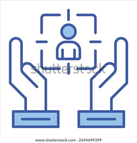 Customer Focus Blue Icon Vector Illustration