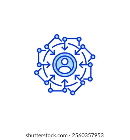 Customer Focus Filled Line Icon. linear style sign for mobile concept and web design. Outline vector icon. Symbol, logo illustration