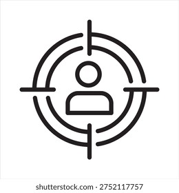 Customer focus icon. Attention target icon. Icon symbol for customer, target, focus, client, audience, service, user, satisfaction, engagement. Vector outline icon.