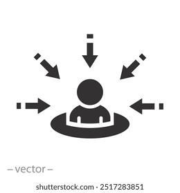 customer focus icon, centric consumer concept, client first approach, flat vector illustranion