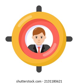 Customer focus icon in flat vector

