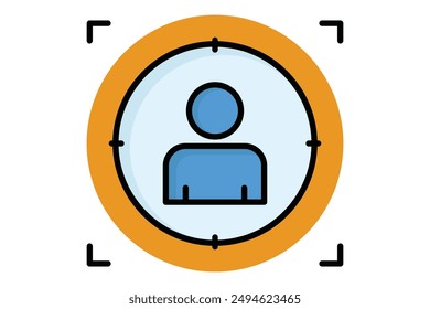 Customer focus icon. people with target. icon related to business start up. colored outline icon style. business elements vector illustration