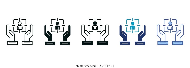 Conjunto de iconos de enfoque Cliente que consta de múltiples estilos Ilustración vectorial