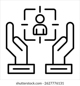Ícone de foco no cliente. Ilustração de Contorno de Vetor Simples