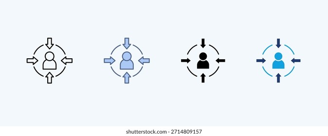 Vector de ilustración de íconos múltiples de enfoque Cliente