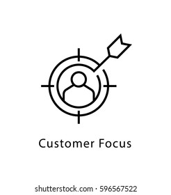 Customer Focus Vector Line Icon