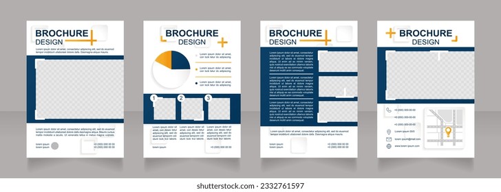 Customer franchise extension blank brochure design. Develop product. Template set with copy space for text. Premade corporate reports collection. Editable 4 paper pages. Arial Bold, Regular fonts used