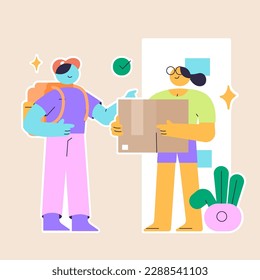 Customer get the Package from courier illustration