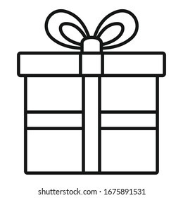 Customer gift box icon. Outline customer gift box vector icon for web design isolated on white background