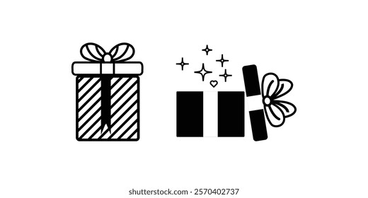 Customer gift isolated icon, client gift box vector symbol with editable stroke.