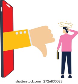 customer give a feedback thumb down for user experience product


