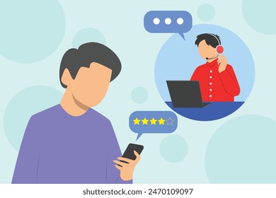 A customer gives a rating to customer service