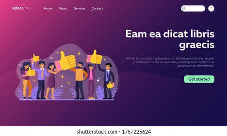 Ilustración vectorial plana de retroalimentación de calidad por parte del cliente. Gente sonriente eligiendo el mejor servicio. Éxito comercial a través de la satisfacción del cliente. Examen y concepto de encuesta