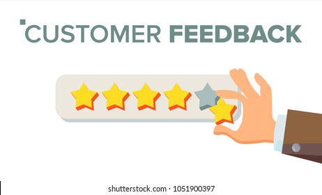 Customer Giving Rating Vector. Five Star Rating. Review Concept. Isolated Flat Illustration
