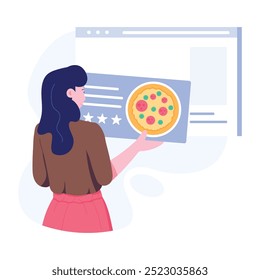 Kunden geben Restaurant Feedback online, flache Abbildung  