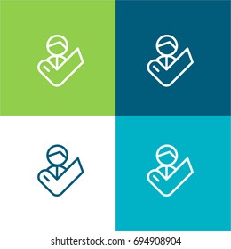Customer green and blue material color minimal icon or logo design