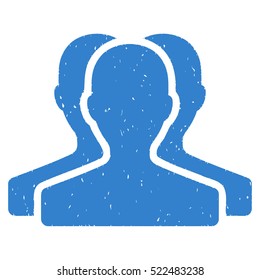 Customer Group grainy textured icon for overlay watermark stamps. Flat symbol with dirty texture. Dotted vector cobalt ink rubber seal stamp with grunge design on a white background.