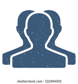 Customer Group grainy textured icon for overlay watermark stamps. Flat symbol with dust texture. Dotted vector blue ink rubber seal stamp with grunge design on a white background.