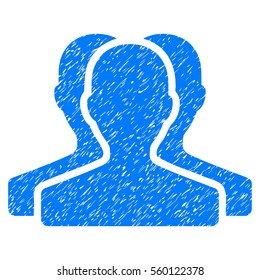 Customer Group grainy textured icon for overlay watermark stamps. Flat symbol with dirty texture. Dotted vector blue ink rubber seal stamp with grunge design on a white background.