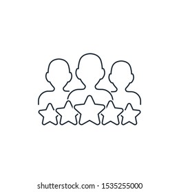 Customer group and stars. Vector linear icon.