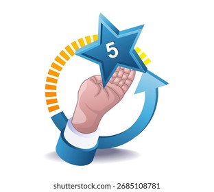customer hand giving  star feedback for service or product