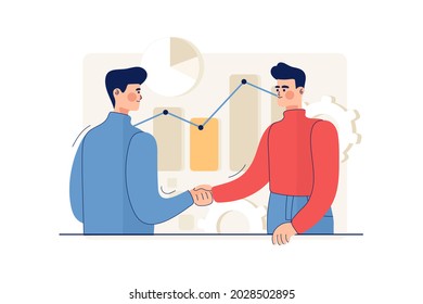 Customer Handshaking With Marketing Agent Illustration concept. Flat illustration isolated on white background.