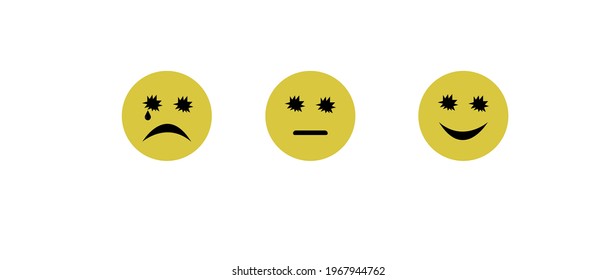 Customer happiness.
Customer evaluation and
rating concept.
on white background. smiling face, sad and still face.