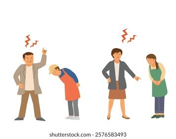 Customer harassment vector illustration. Bad behavior.