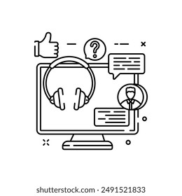 Customer Help Outline Icon, Vector illustration