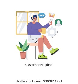Customer Helpline Vektor Flach Design Illustration. Symbol auf weißem Hintergrund EPS10-Datei