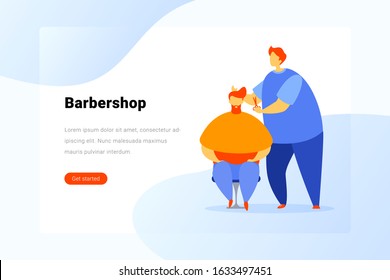 Customer Hipster in Barbershop Flat vector illustration concept.