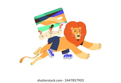 Customer holds plastic credit card. Cashless contactless payment with electronic money. Financial transactions, digital finances. Modern consumerism concept. Flat isolated vector illustration on white