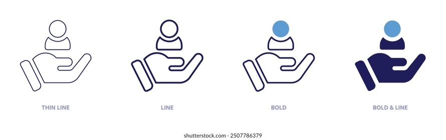 Customer icon in 4 different styles. Thin Line, Line, Bold, and Bold Line. Duotone style. Editable stroke.