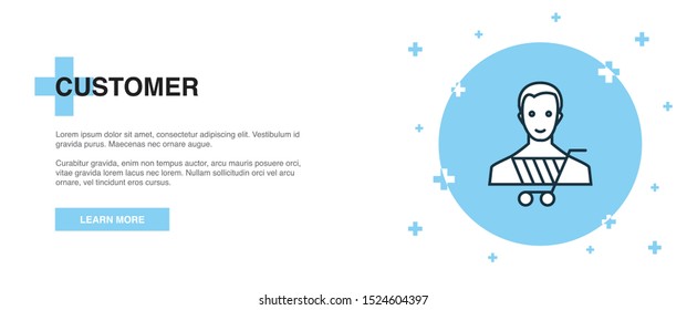 Customer icon, banner outline template concept. Customer line illustration