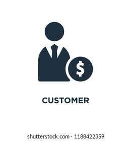 Customer icon. Black filled vector illustration. Customer symbol on white background. Can be used in web and mobile.